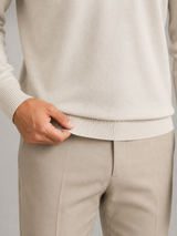 Men's Knit Long-Sleeve Polo Sweater Ivory