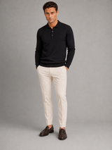 Men's Cable Knit Long-Sleeve Polo Sweater