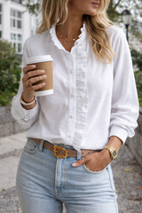 Montarello Ruffle Front Women's Long Sleeve Blouse