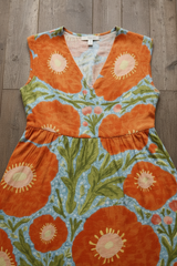 Women's Floral Cotton Maxi Dress - V-Neck