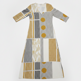 Women's Gold Geometric Cotton Midi Dress