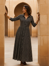 Women's Black and White Geometric Maxi Dress
