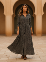 Women's Black and White Geometric Maxi Dress