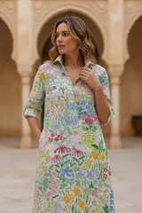Women's Floral Cotton Midi Dress - Garden Print