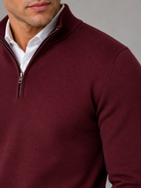 Men's Quarter-Zip Mock Neck Sweater With Contrast Trim