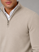 Men's Quarter-Zip Mock Neck Sweater With Contrast Trim