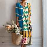 Women’s Colorful Abstract Cotton Midi Dress