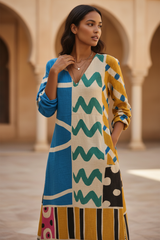 Women’s Colorful Abstract Cotton Midi Dress