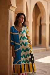Women’s Colorful Abstract Cotton Midi Dress