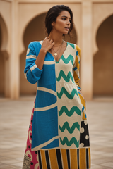 Women’s Colorful Abstract Cotton Midi Dress