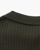 Men's Cream Ribbed Knit Polo Shirt