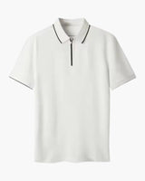 Men’s White Cotton Quarter-Zip Polo Shirt