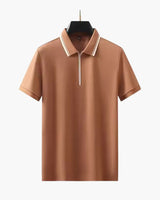 Men’s White Cotton Quarter-Zip Polo Shirt