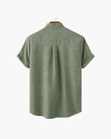 Men's Sage Linen Short Sleeve Button-Up Shirt