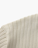 Men's Cream Ribbed Knit Polo Shirt