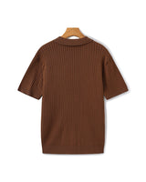 Men's Cream Ribbed Knit Polo Shirt
