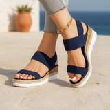 Women's Beige Mesh Platform Sandals