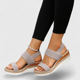 Women's Beige Mesh Platform Sandals
