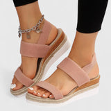 Women's Beige Mesh Platform Sandals