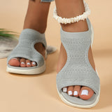Women's Black Knit Wedge Sandals
