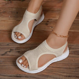 Women's Black Knit Wedge Sandals
