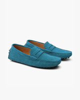 Men's Navy Suede Penny Driver Loafers