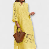 Women's Cream Lace Midi Dress