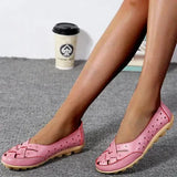 Women's White Perforated Leather Loafers