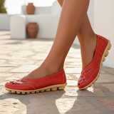 Women's White Perforated Leather Loafers