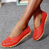Women's White Perforated Leather Loafers