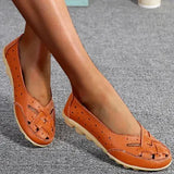 Women's White Perforated Leather Loafers