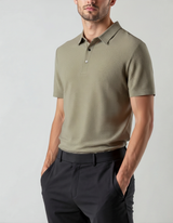 Men's Charcoal Textured Cotton Polo Shirt