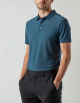 Men's Charcoal Textured Cotton Polo Shirt
