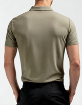 Men's Charcoal Textured Cotton Polo Shirt
