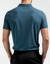 Men's Charcoal Textured Cotton Polo Shirt