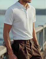 Men's Charcoal Textured Cotton Polo Shirt