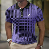 Men's Blue Geometric Print Polo Shirt