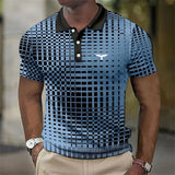 Men's Blue Geometric Print Polo Shirt