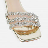 Women's Diamante Leather Flat Sandals