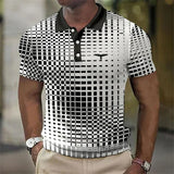 Men's Blue Geometric Print Polo Shirt