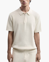 Men's Beige Knit Polo Shirt