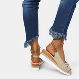 Women's Blush Canvas Espadrille Wedge Sandals