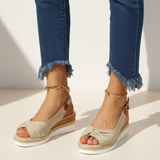 Women's Blush Canvas Espadrille Wedge Sandals