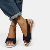 Women's Blush Canvas Espadrille Wedge Sandals