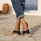 Women's Blush Canvas Espadrille Wedge Sandals