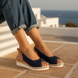Women's Blush Canvas Espadrille Wedge Sandals