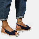 Women's Blush Canvas Espadrille Wedge Sandals