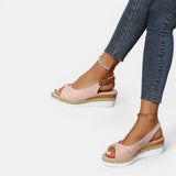 Women's Blush Canvas Espadrille Wedge Sandals