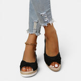 Women's Blush Canvas Espadrille Wedge Sandals
