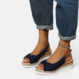 Women's Blush Canvas Espadrille Wedge Sandals